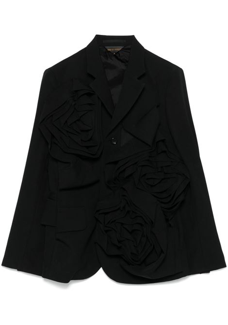 Black flower-appication blazer Comme des garcons - women COMME DES GARCONS | Outerwear | GNJ0151